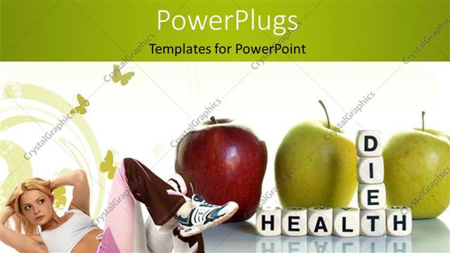  Presentation with sportswear - A number of apples with a girl in sportswear