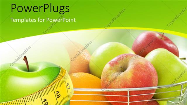  Presentation with green apple - A number of apples with greenish background