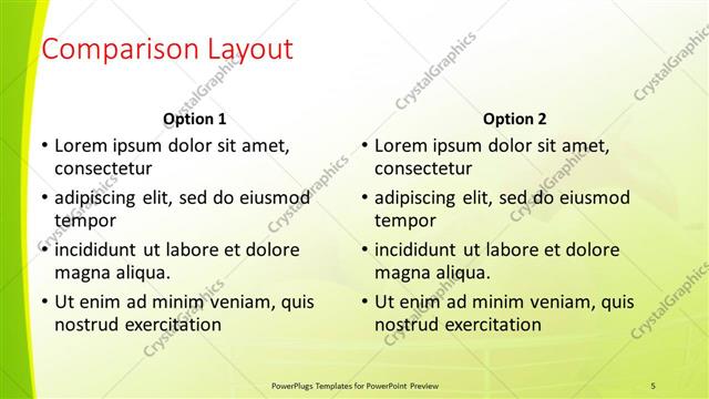 Comparison presentation slide layout