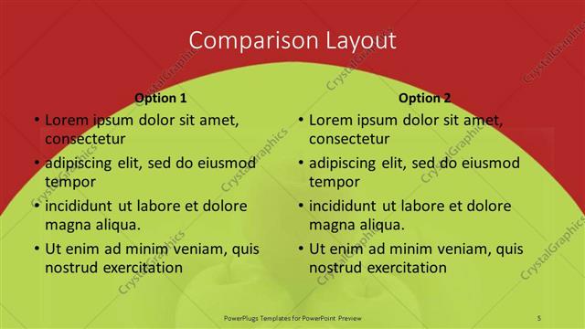Comparison presentation slide layout