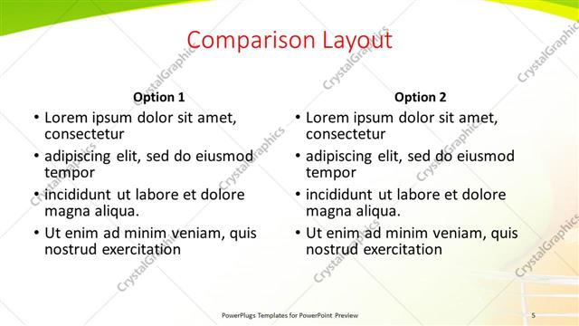 Comparison presentation slide layout