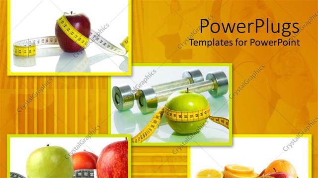  Presentation with tape - A number of apples with measuring tape tied around them