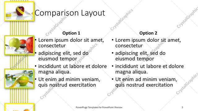 Comparison presentation slide layout