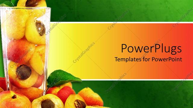  Presentation with green glass - A number of apricots in a glass with green background