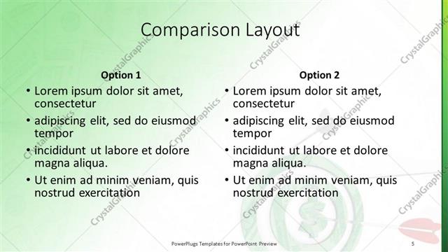Comparison presentation slide layout