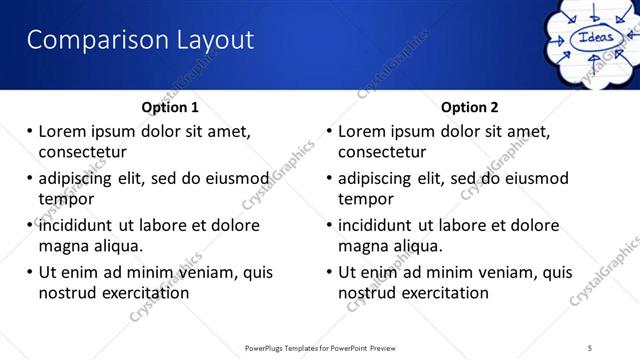 Comparison presentation slide layout