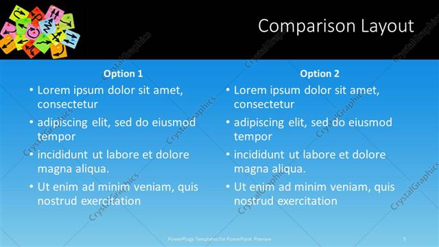 Comparison presentation slide layout