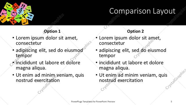 Comparison presentation slide layout