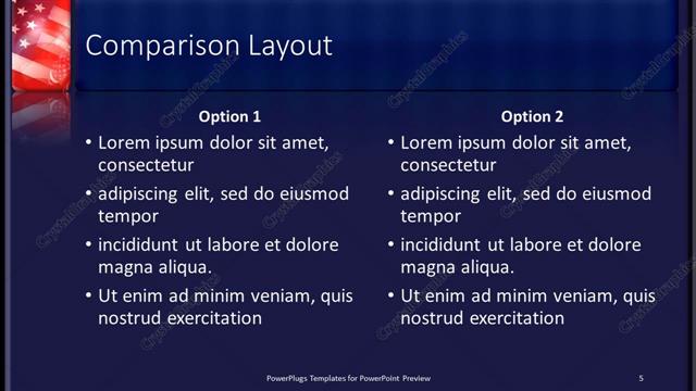 Comparison presentation slide layout