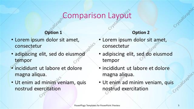 Comparison presentation slide layout