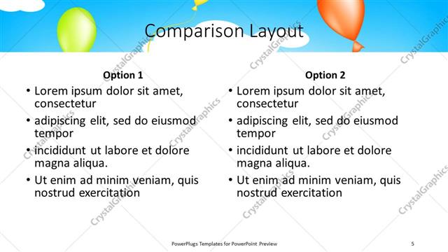 Comparison presentation slide layout