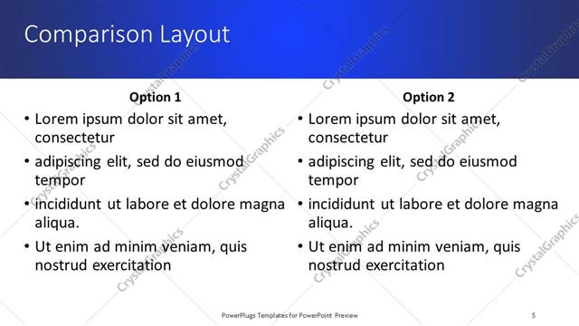Comparison presentation slide layout