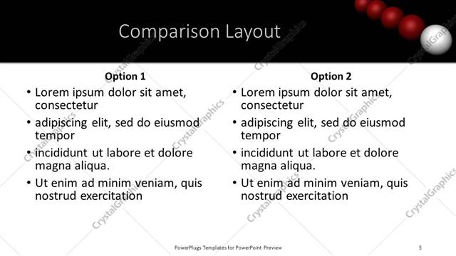 Comparison presentation slide layout