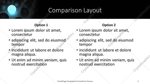 Comparison presentation slide layout