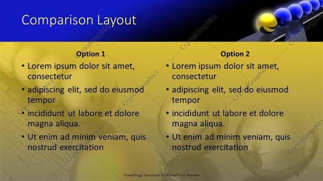 Comparison presentation slide layout