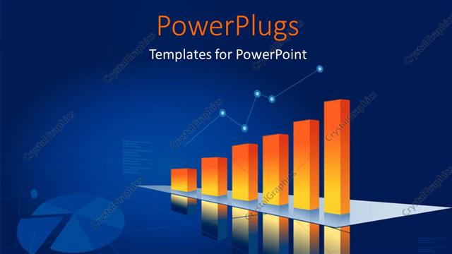 Presentation with growth - A number of bars creating the growth graph with bluish background