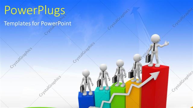  Presentation with business growth - A number of bars with professionals on top of them