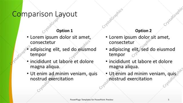 Comparison presentation slide layout