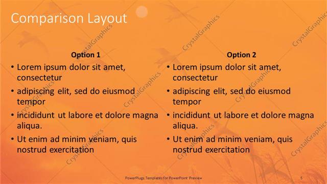 Comparison presentation slide layout