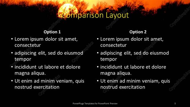 Comparison presentation slide layout
