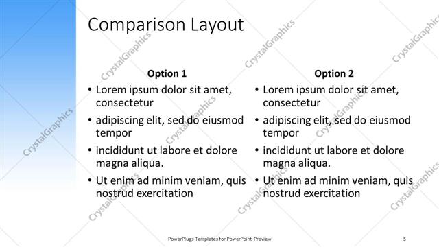 Comparison presentation slide layout