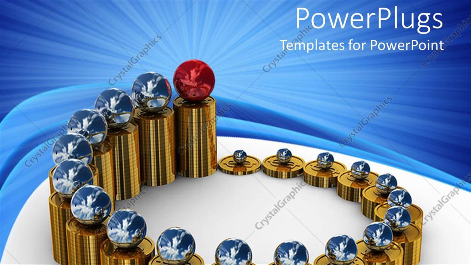 Featuring a Number of Blue Balls with the Red Ball in Front