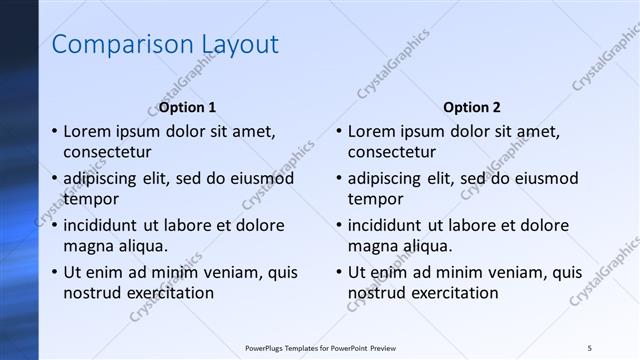 Comparison presentation slide layout