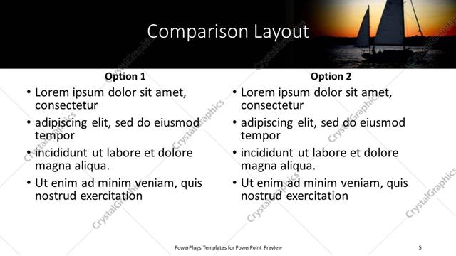 Comparison presentation slide layout