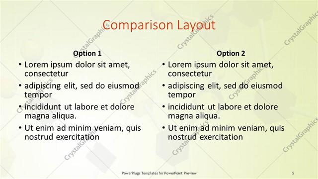 Comparison presentation slide layout