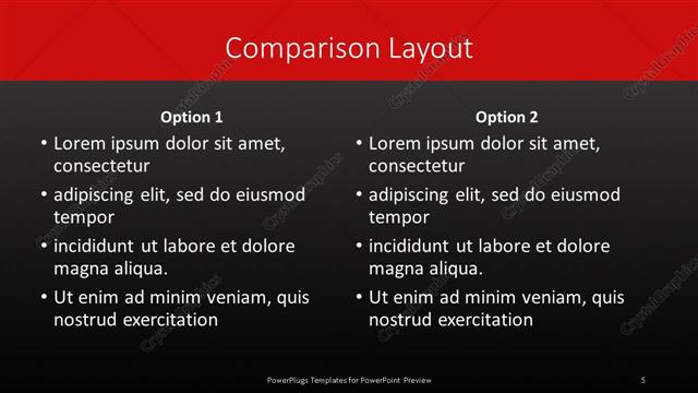 Comparison presentation slide layout