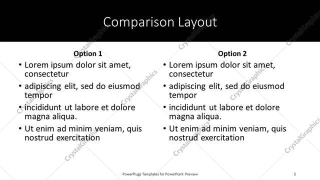Comparison presentation slide layout