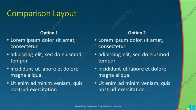 Comparison presentation slide layout