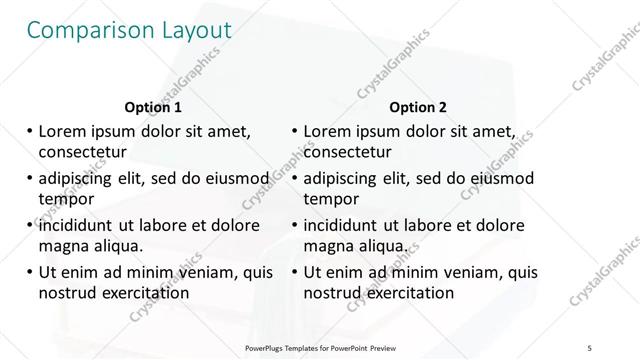 Comparison presentation slide layout