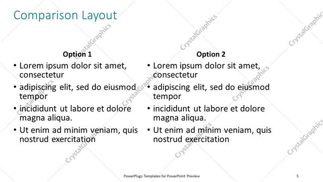Comparison presentation slide layout