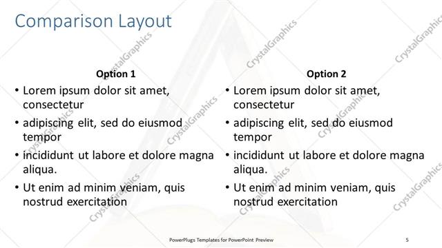 Comparison presentation slide layout