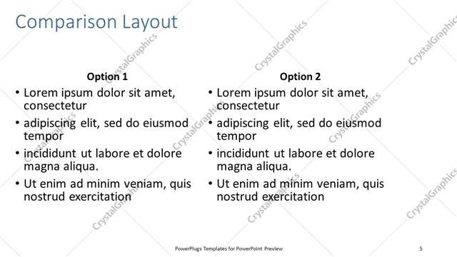 Comparison presentation slide layout