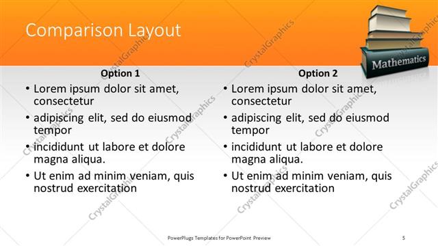 Comparison presentation slide layout