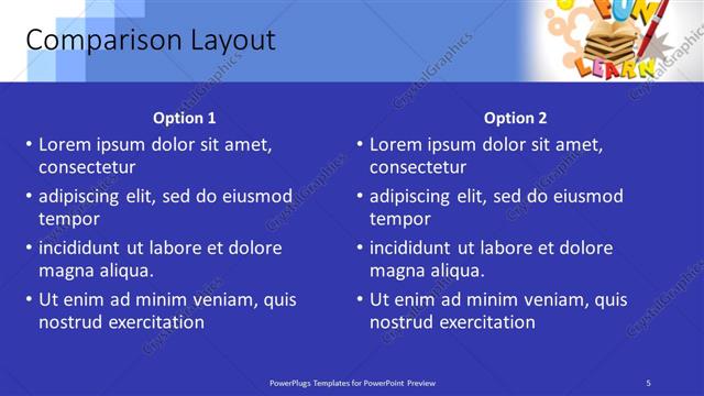 Comparison presentation slide layout