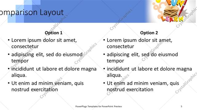 Comparison presentation slide layout