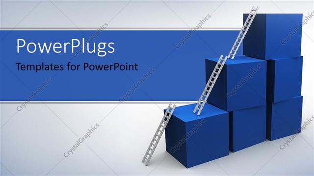  Presentation with grey - A number of boxes along with stairs with blue and grey background