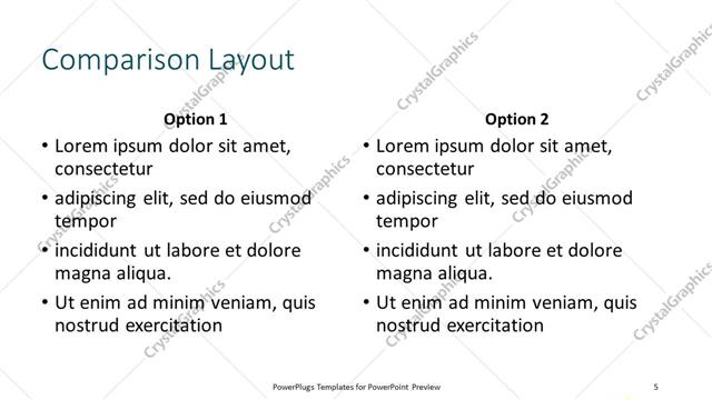 Comparison presentation slide layout