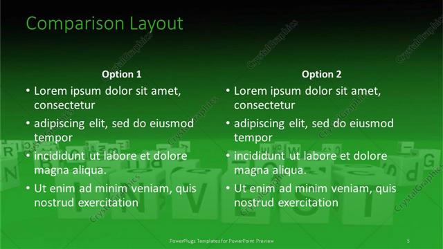 Comparison presentation slide layout