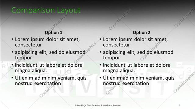Comparison presentation slide layout