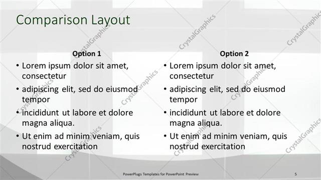 Comparison presentation slide layout