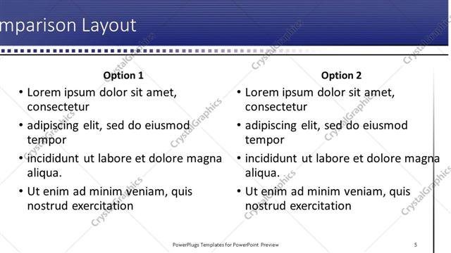 Comparison presentation slide layout