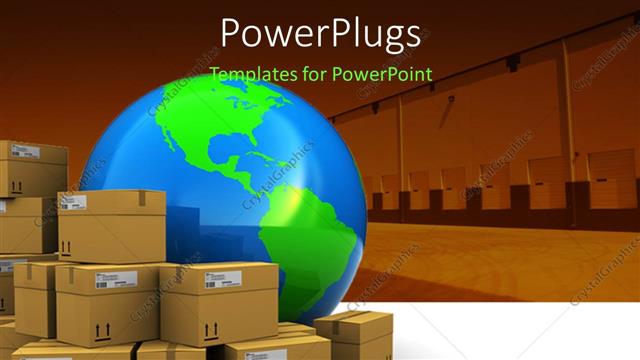  Presentation with warehouse - A number of boxes with the globe