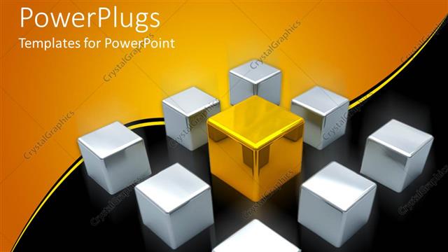  Presentation with golden - A number of boxes with a golden one in the center