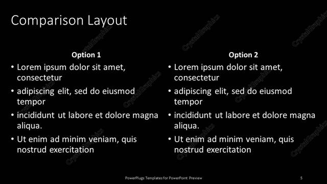 Comparison presentation slide layout