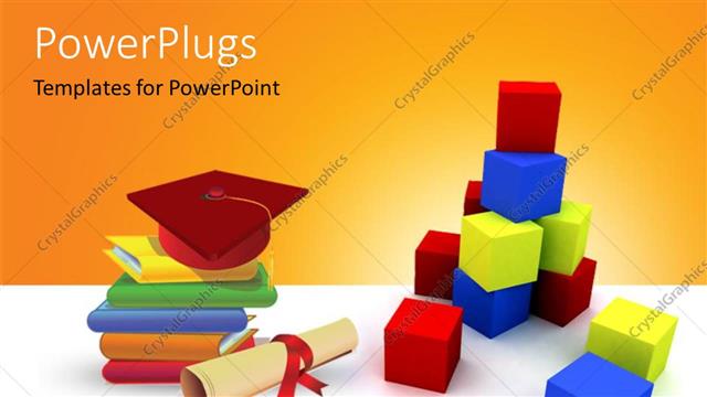  Presentation with graduation - A number of boxes and a graduation degree with a cap