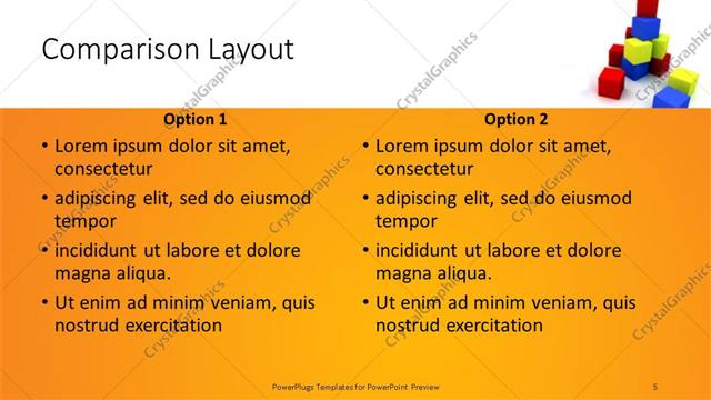 Comparison presentation slide layout